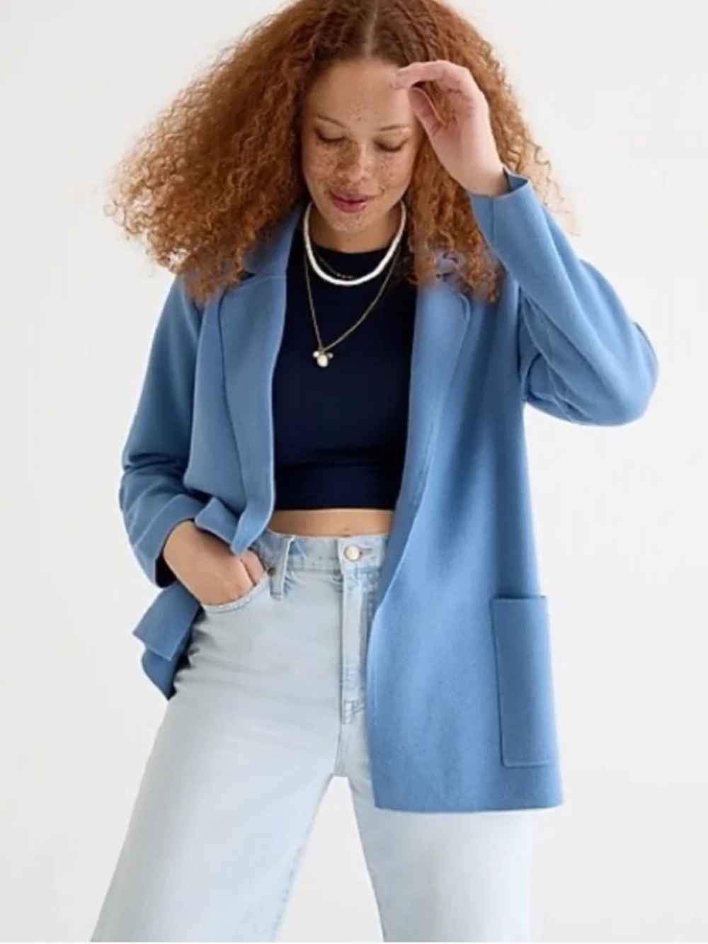J. Crew Sz M Eloise sweater blazer in courier blue